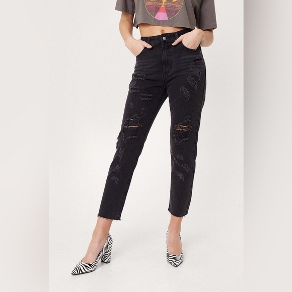 Nasty Gal Denim - NWT Nasty Gal High Waisted Distressed Denim Jeans In Size 2